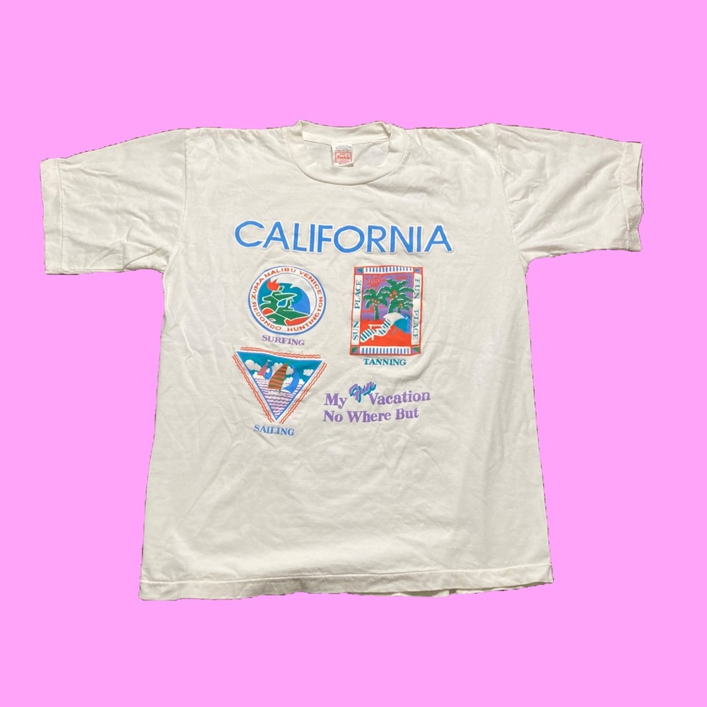 Vintage California Vacation Tee Mens Size L White